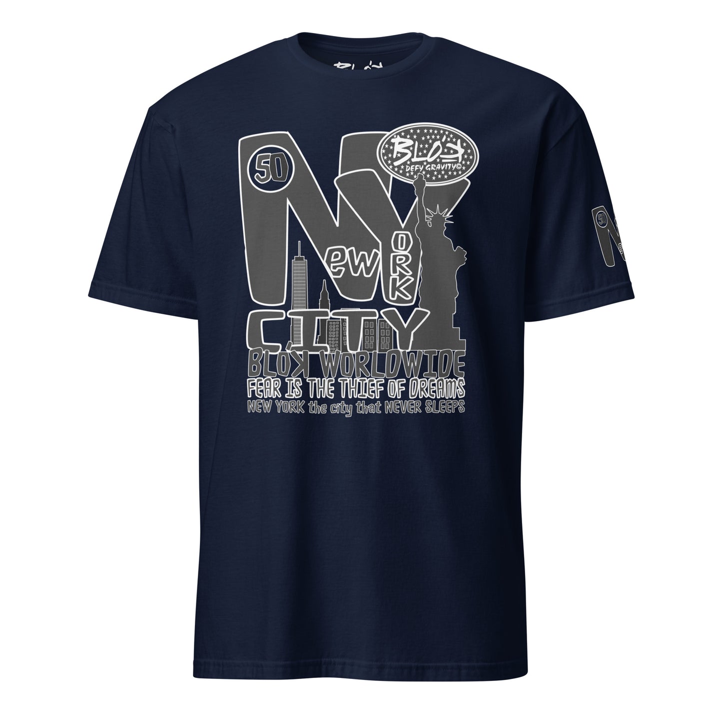 New York City Worldwide - Front & Arm Print in Black & White - Women's Relaxed Fit