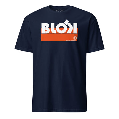 Blok Stripe - Front Print - in Orange & White - Men's Classic Fit Graphic T-Shirt