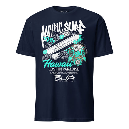 Pacific Surf Hawaii - Front Print in White & Turquoise - Men's Classic Fit