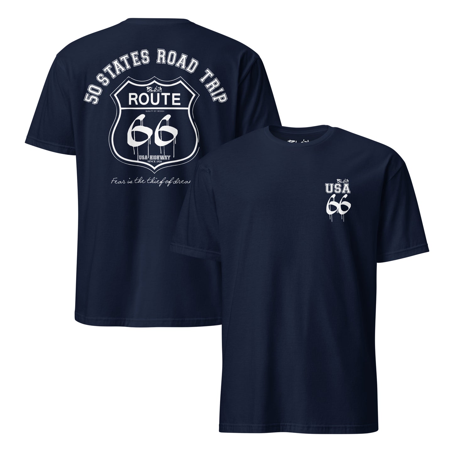 Route 66 Road Trip - 50 States - Front & Back Print in White - Women's Relaxed Fit