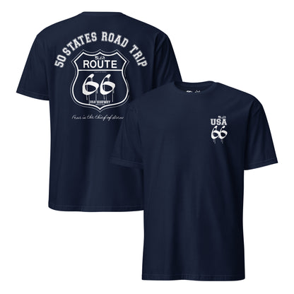 Route 66 Road Trip - 50 States - Front & Back Print in White - Women's Relaxed Fit