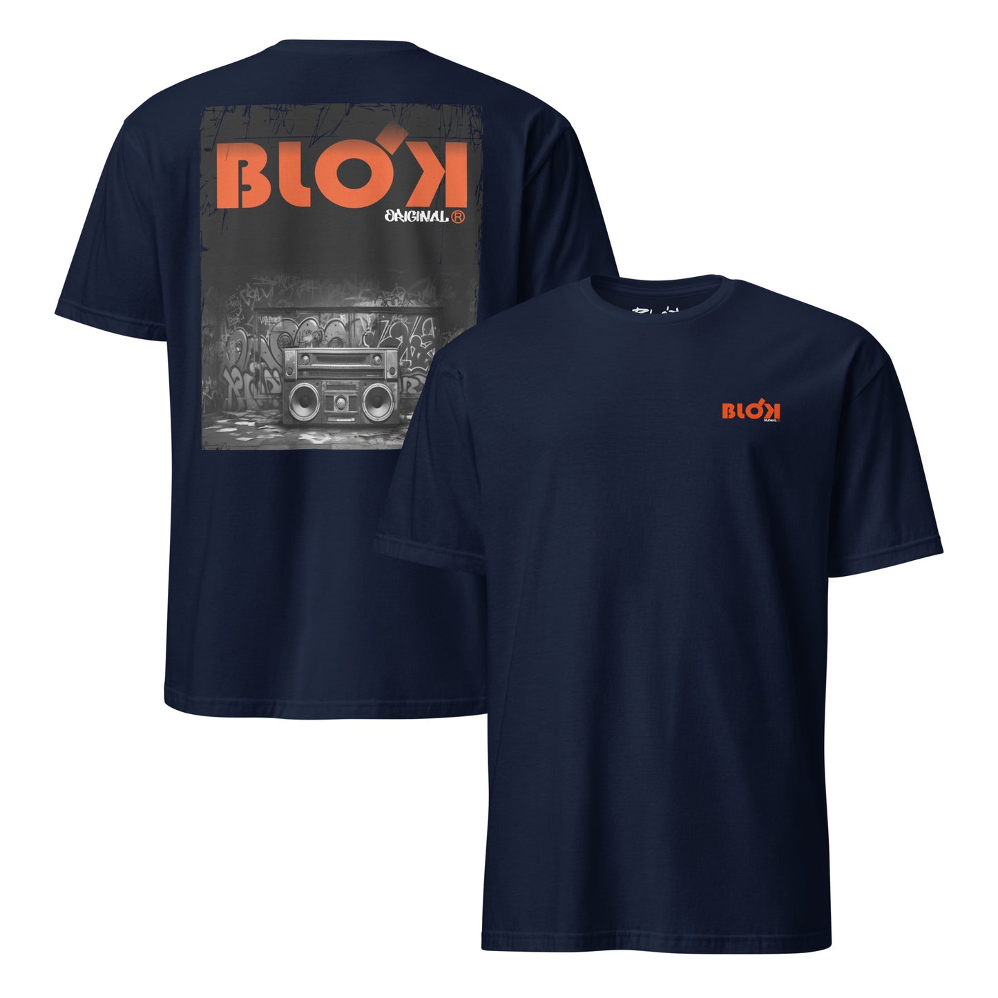 Boom Box - Front & Back Print with Orange Logo - Women's Relaxed Fit
