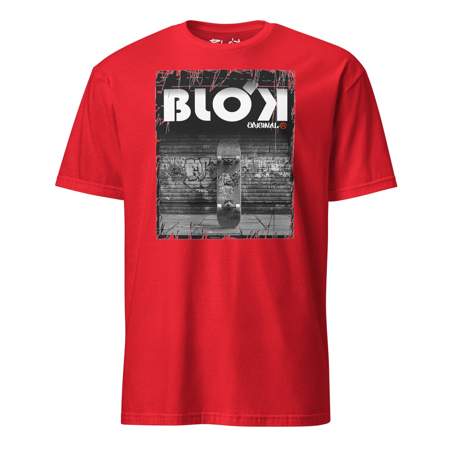 BLOK Skateboard - White Front Print Women's Relaxed Fit Graphic T-Shirt