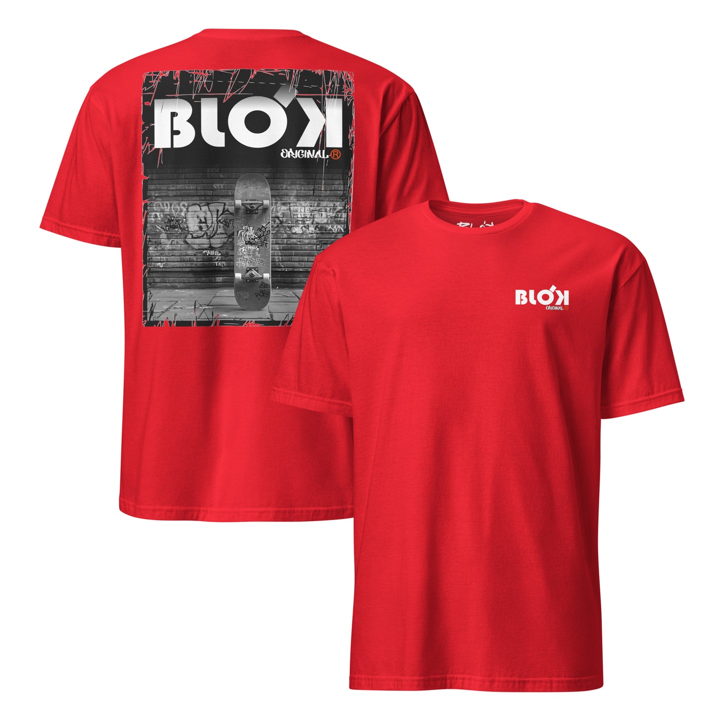 BLOK Skateboard - Orange Front Print Women's Relaxed Fit Graphic T-Shirt