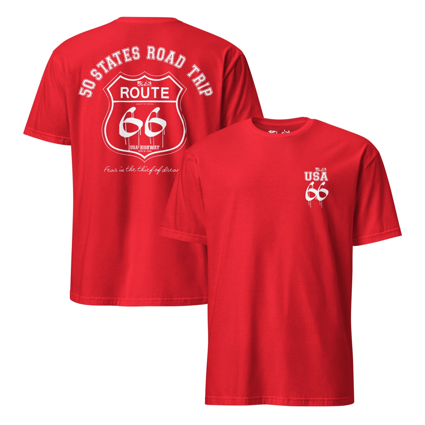 Route 66 Road Trip - 50 States - Front & Back Print in White - Women's Relaxed Fit