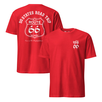 Route 66 Road Trip - 50 States - Front & Back Print in White - Women's Relaxed Fit