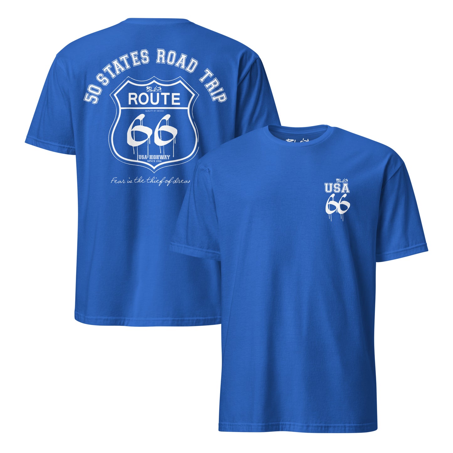 Route 66 Road Trip - 50 States - Front & Back Print in White - Women's Relaxed Fit