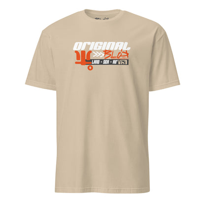 BLOK Land Sea Air - Orange & White Front Print Women's Relaxed Fit Graphic T-Shirt