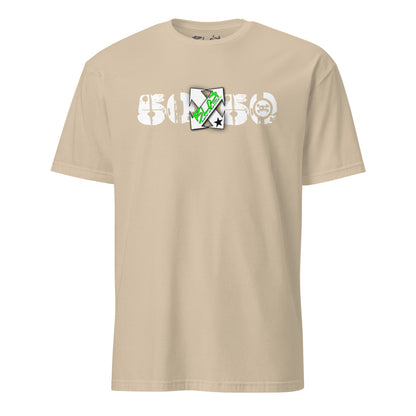 50/50 - Front  Print in White & Green - Women's Relaxed Fit