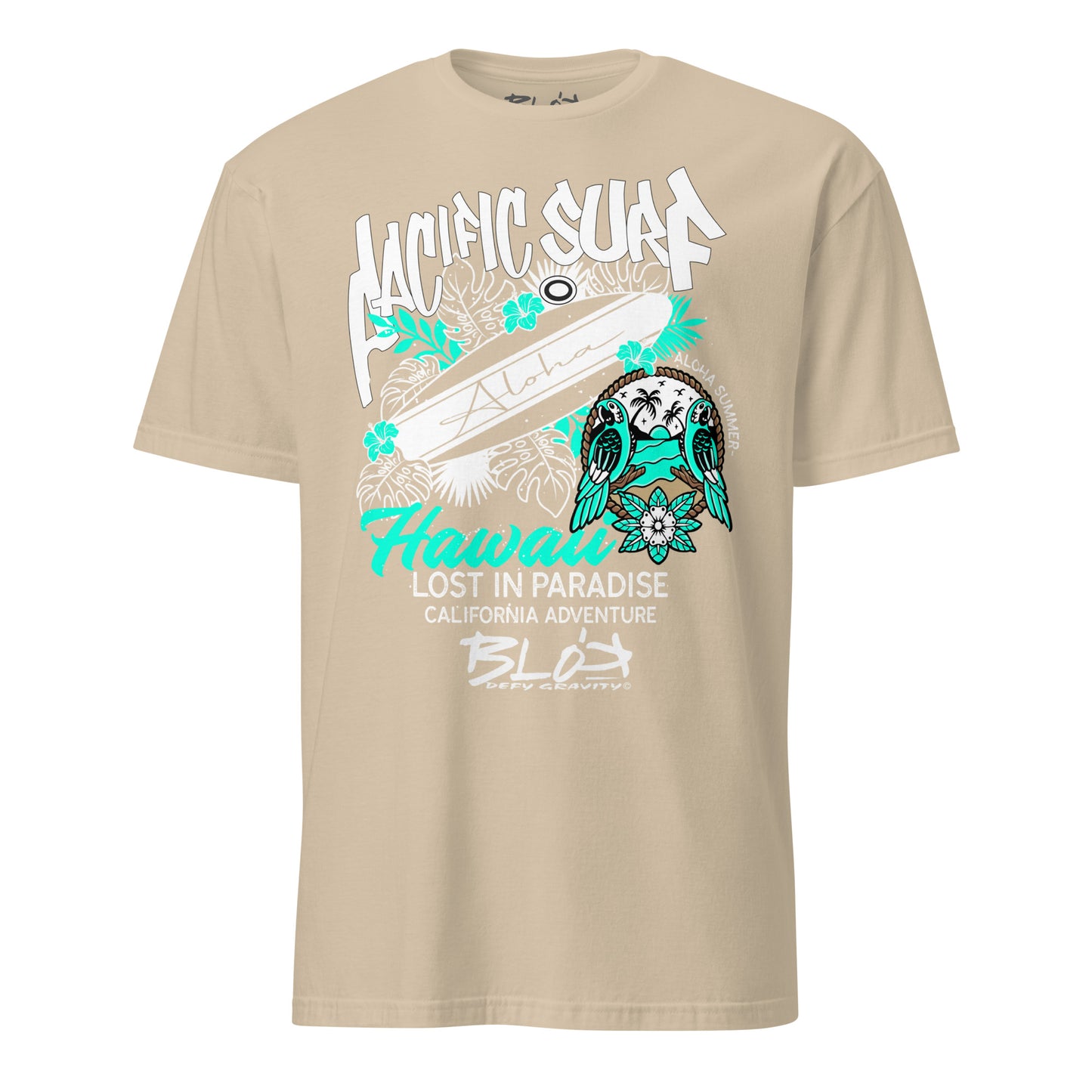 Pacific Surf Hawaii - Front Print in White & Turquoise - Men's Classic Fit