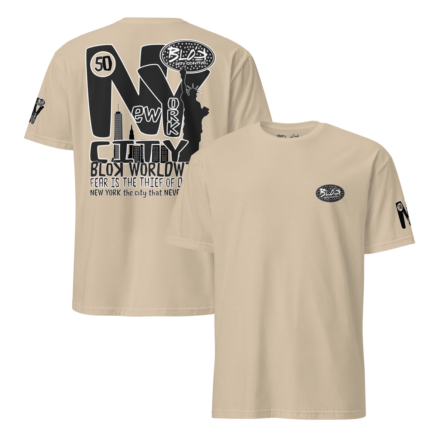 New York City Worldwide - Front, Back & Arm Print in Black & White - Women's Relaxed Fit