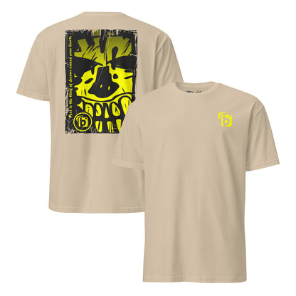 BLOK Tiki Skull - Yellow Front & Back Print Women's Relaxed Fit Graphic T-Shirt