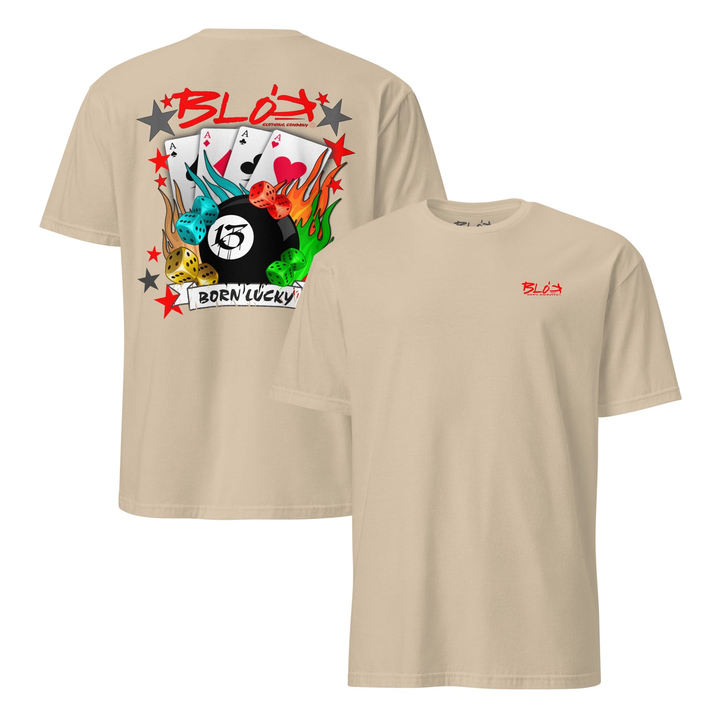 Born Lucky - Back & Front Print - with Red Logo