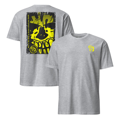 BLOK Tiki Skull - Yellow Front & Back Print Women's Relaxed Fit Graphic T-Shirt