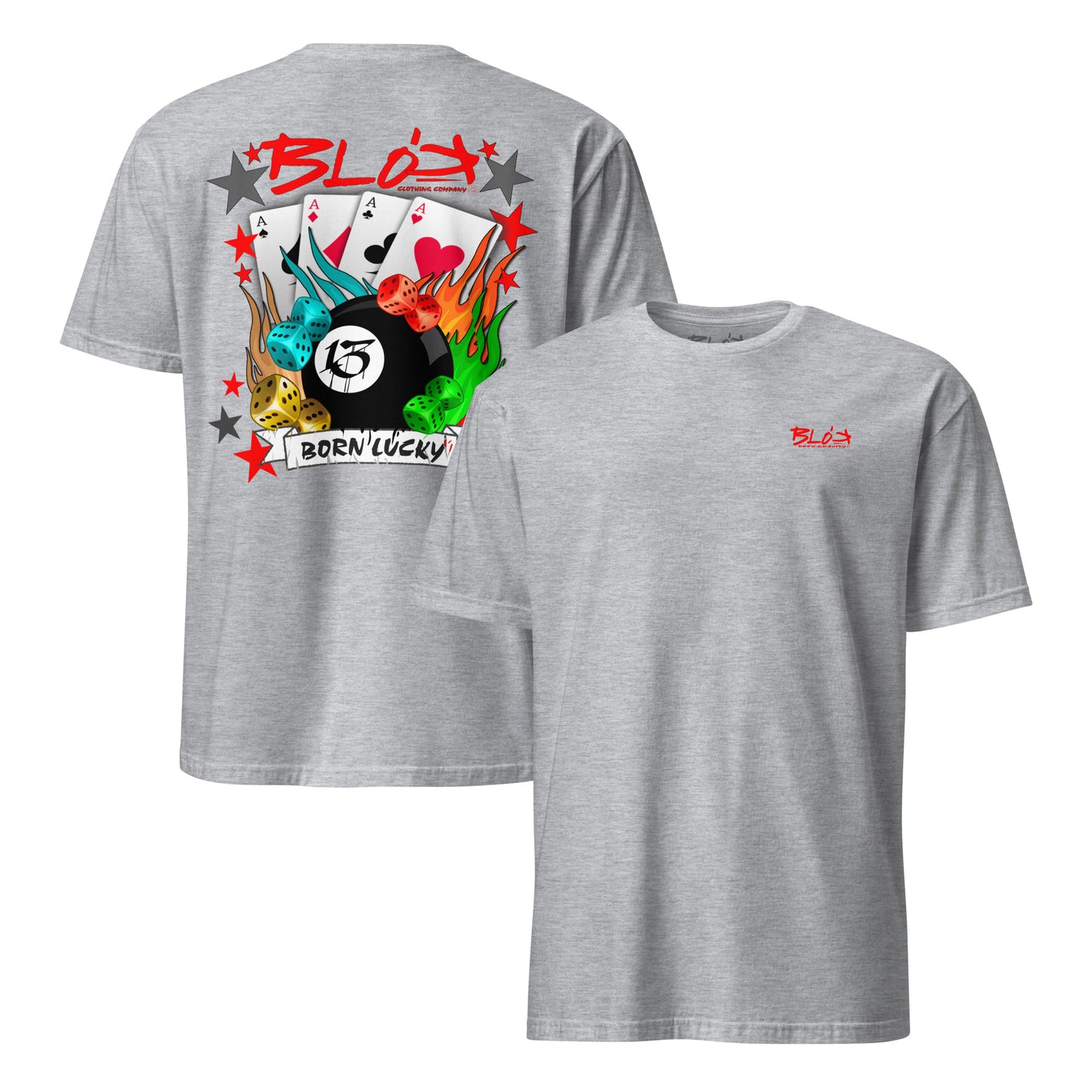 Born Lucky - Back & Front Print - with Red Logo