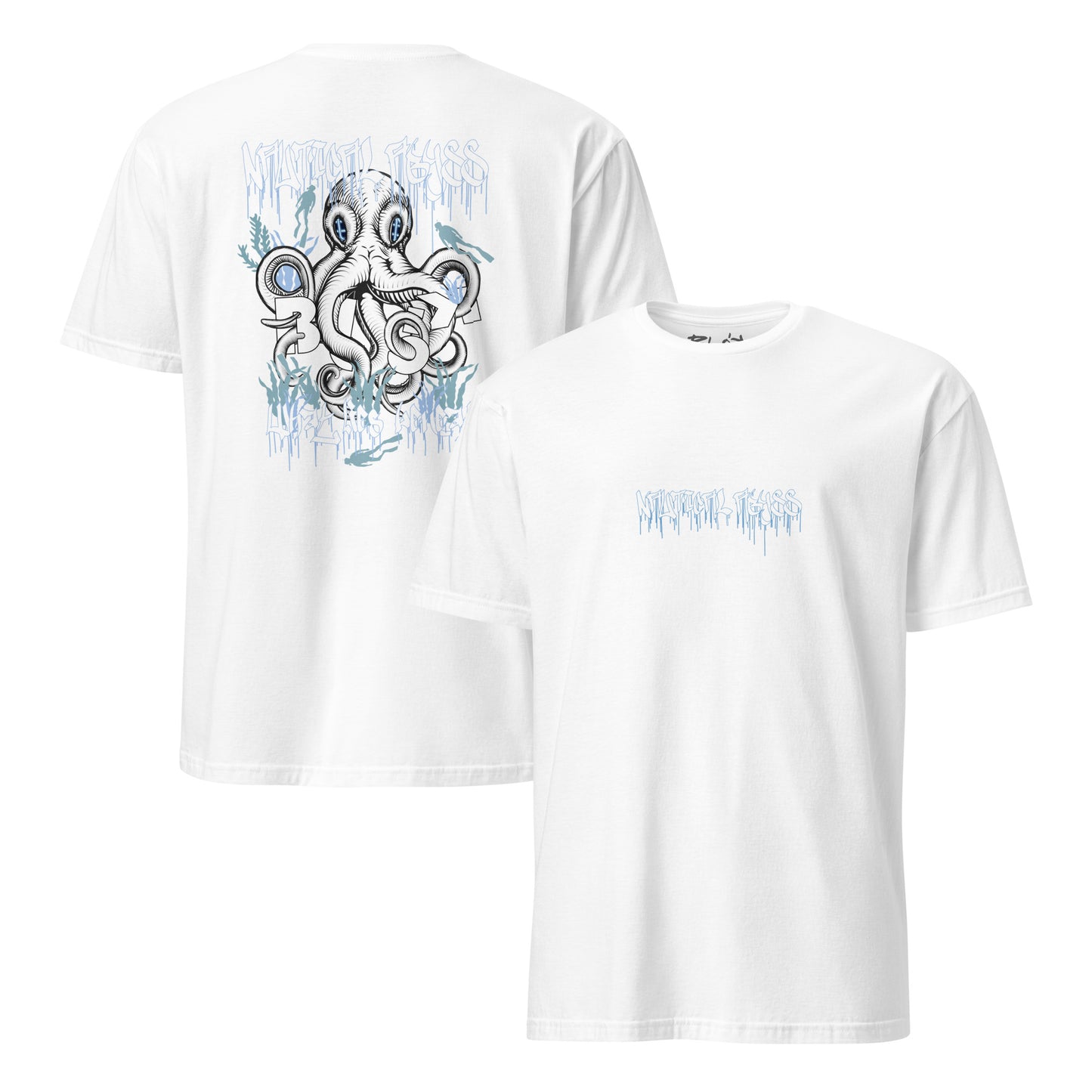 Nautical Abyss - Back & Front Print - in White & Blue
