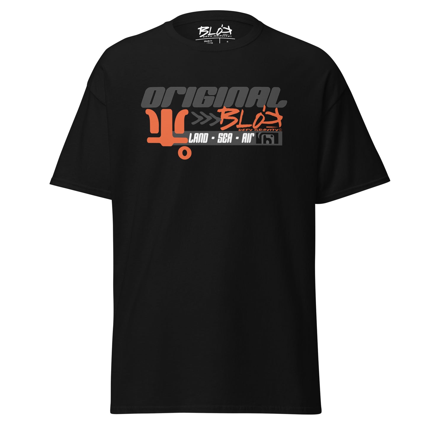 Land Sea Air - Front & Back Print with Orange & Black Logo - Men's Loose Fit