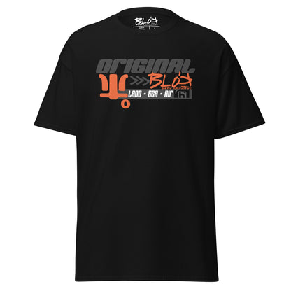 Land Sea Air - Front & Back Print with Orange & Black Logo - Men's Loose Fit