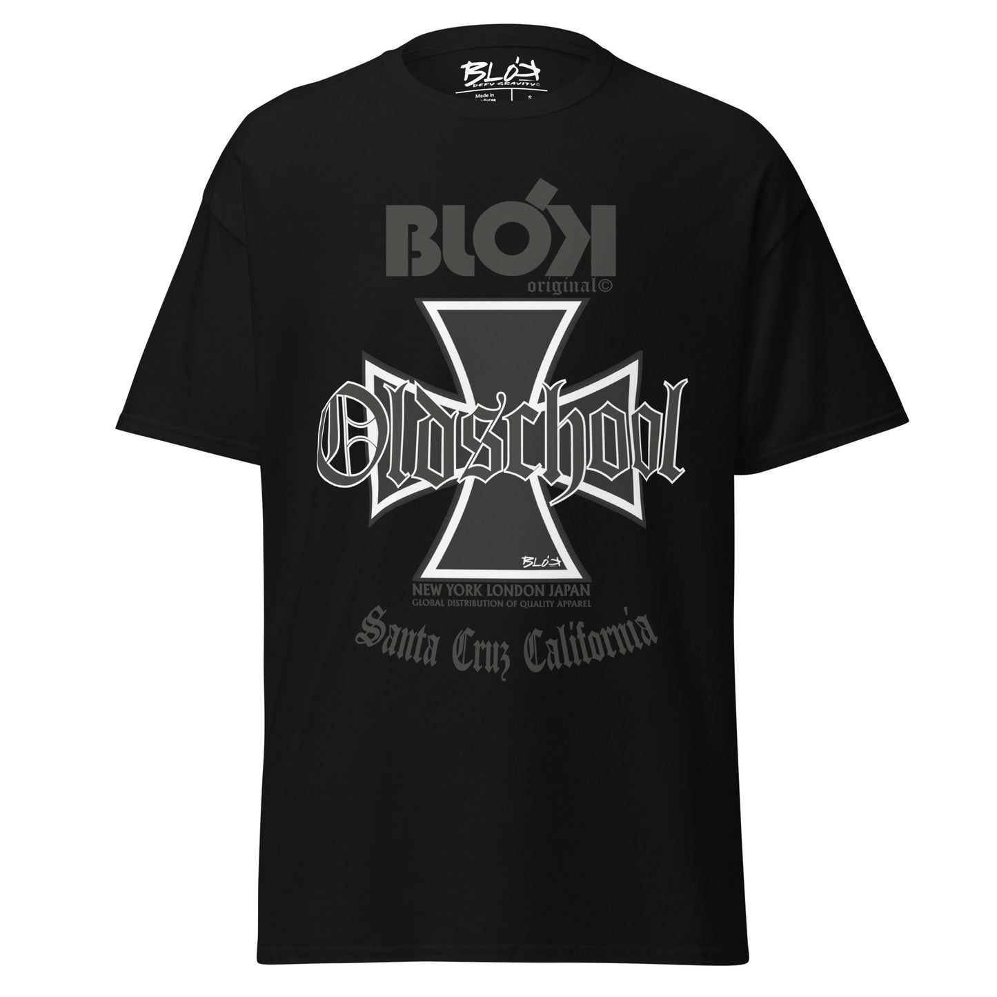 Old School Iron Cross - Front Print in Black - Men's Loose Fit