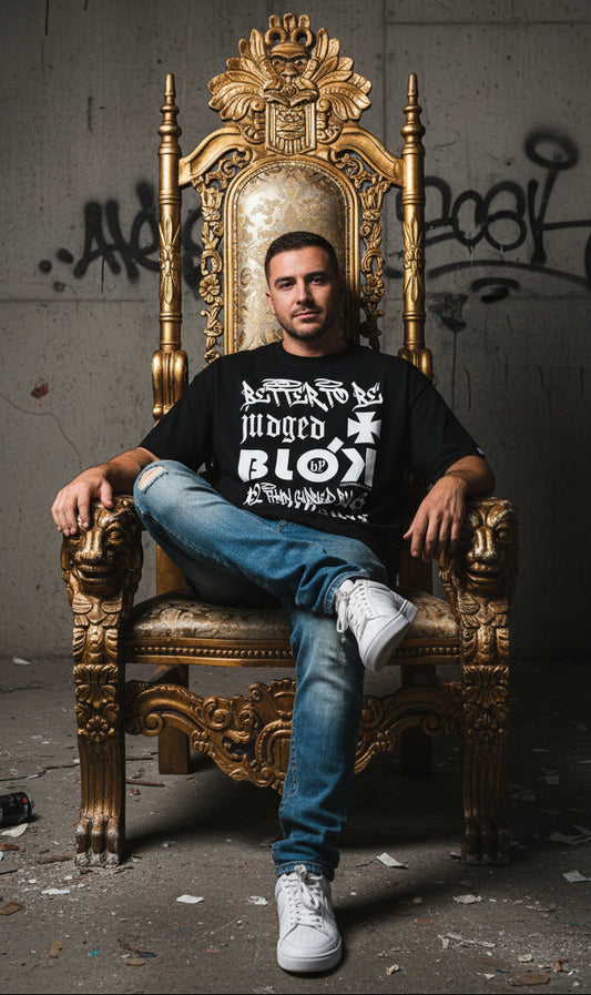 Better To Be Judged By 12 Than Carried By 6 - Front Print in White - Men's Loose Fit Graphic T-Shirt
