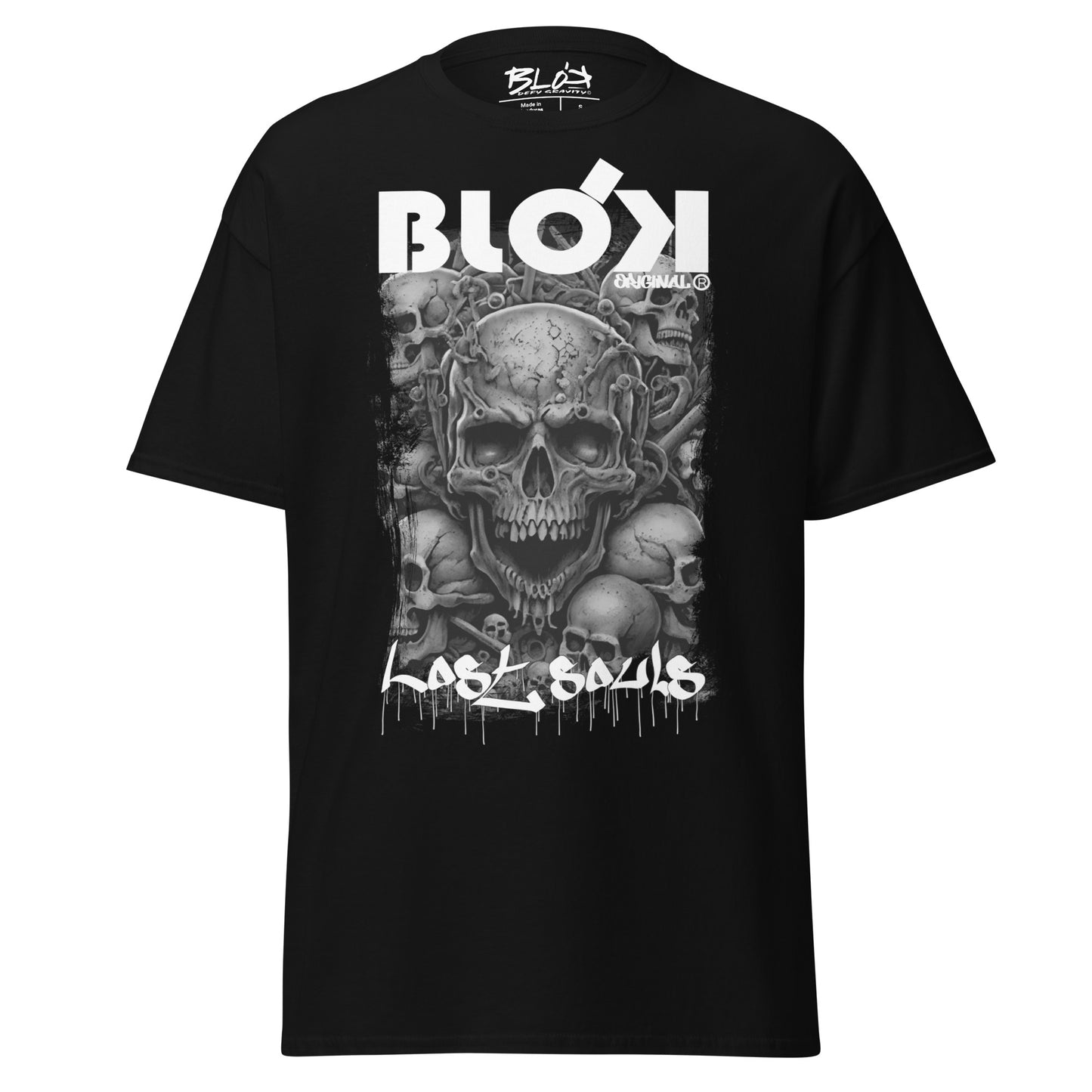 Lost Souls - Front & Back Print - in White & Grey - Men's Loose Fit