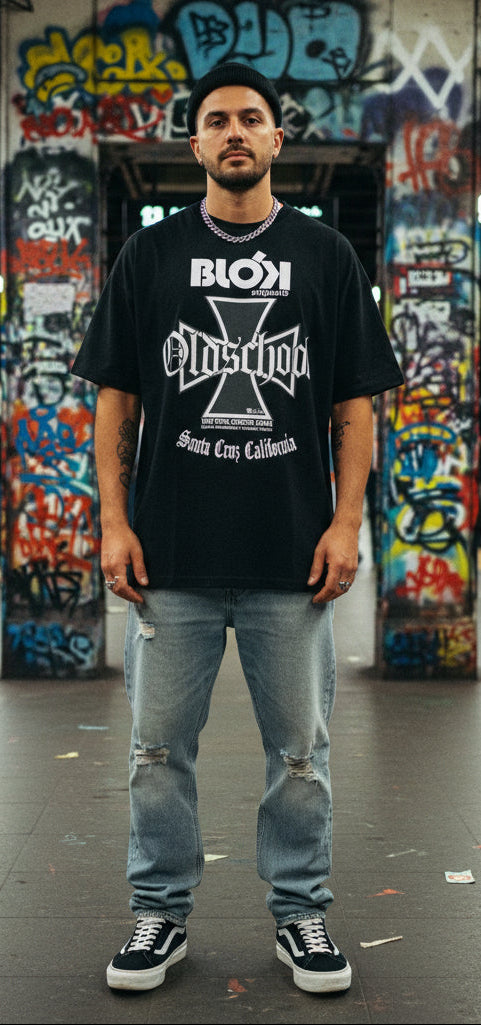 Iron Cross - White Front Print - Men's Loose Fit Graphic T-Shirt