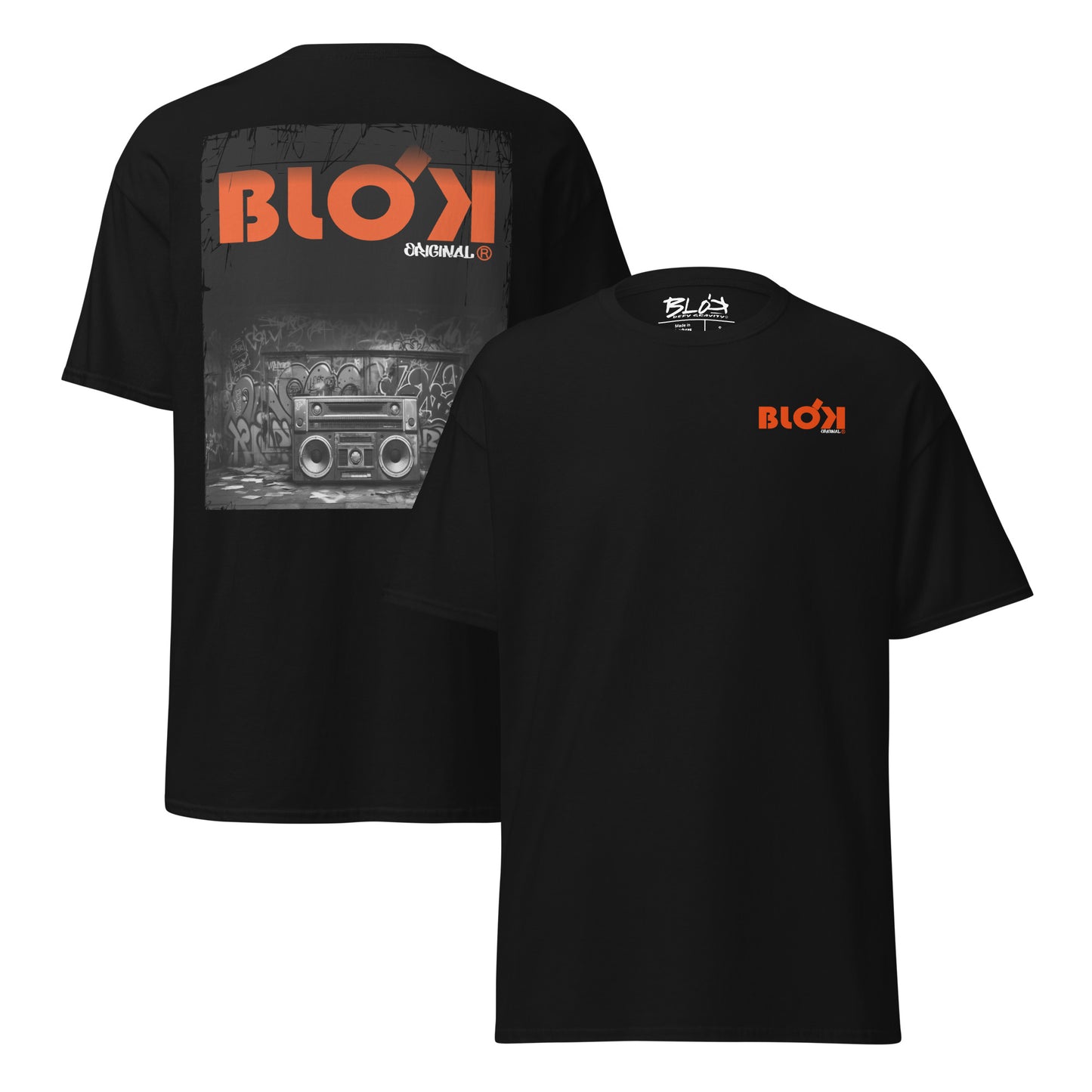Boom Box - Front & Back Print in Orange - Men's Loose Fit