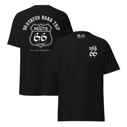 Route 66 Road Trip - Front & Back Print in White - Men's Loose Fit