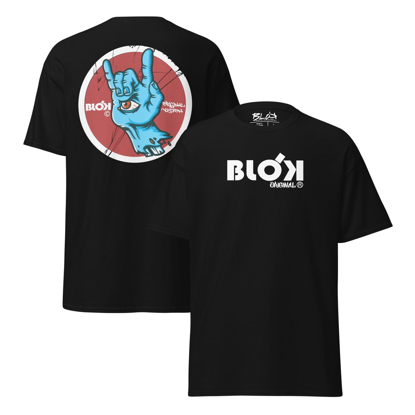 Blok Original Vision - Front & Back Print - in White & Blue - Men's Loose Fit
