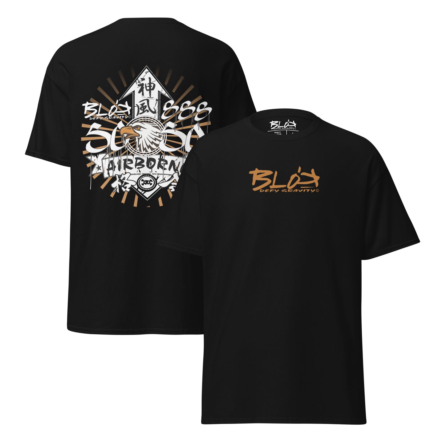 Airborne Eagle - Back & Front Print - in Gold - Men's Loose Fit