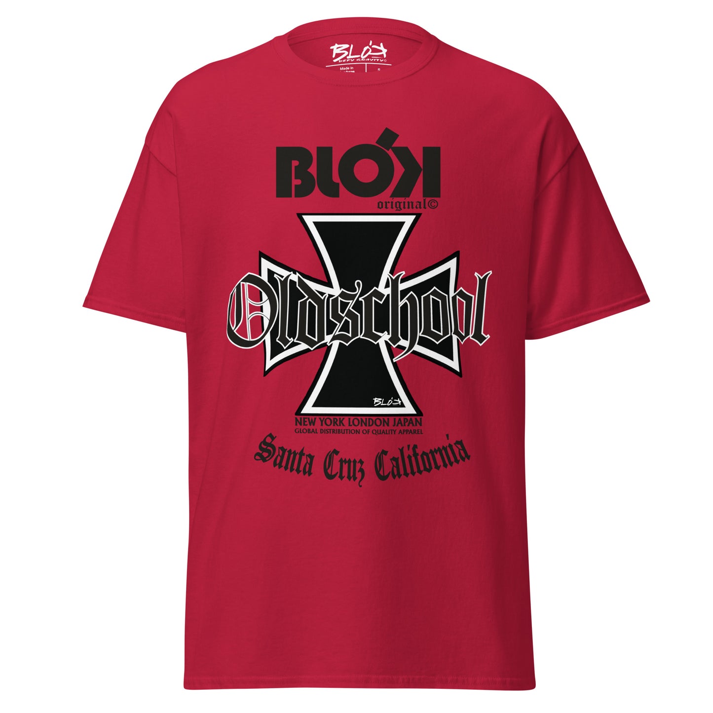 Old School Iron Cross - Front Print in Black - Men's Loose Fit