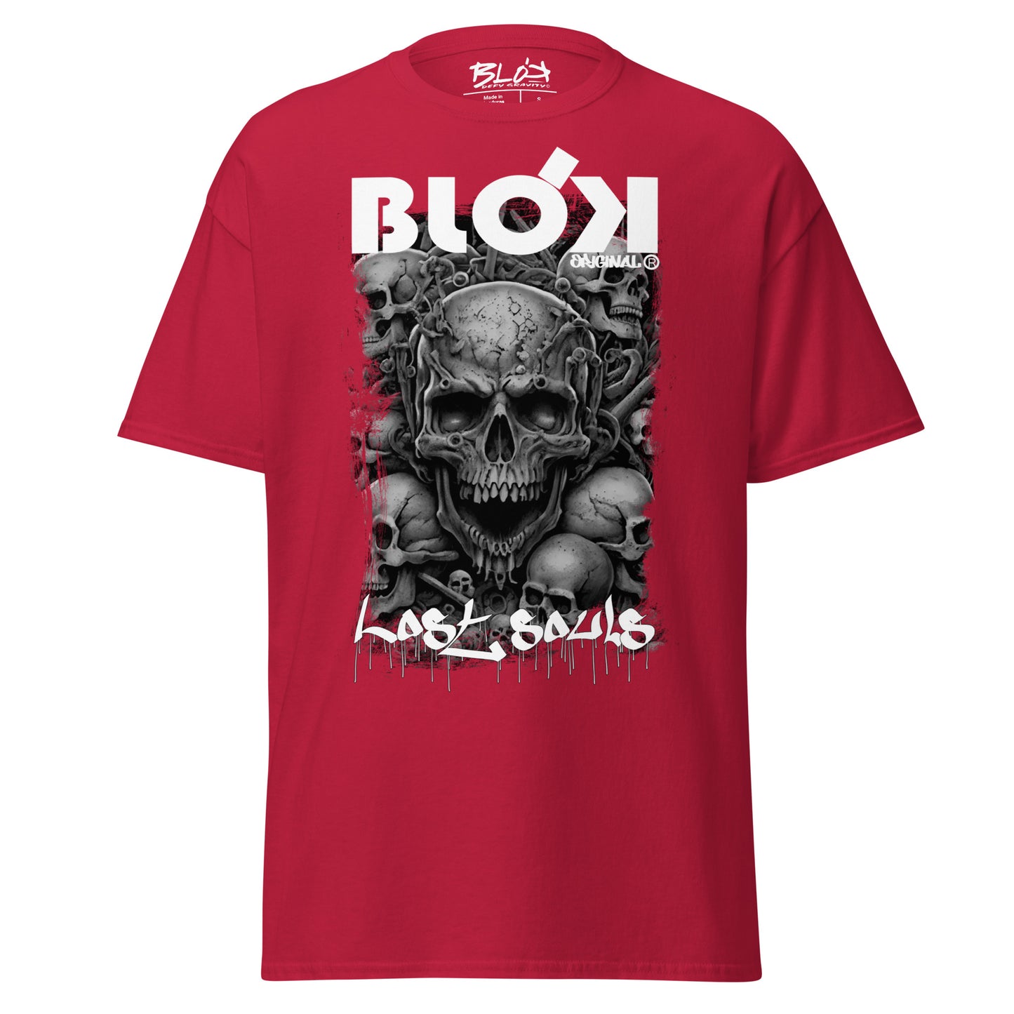 Lost Souls - Front & Back Print - in White & Grey - Men's Loose Fit