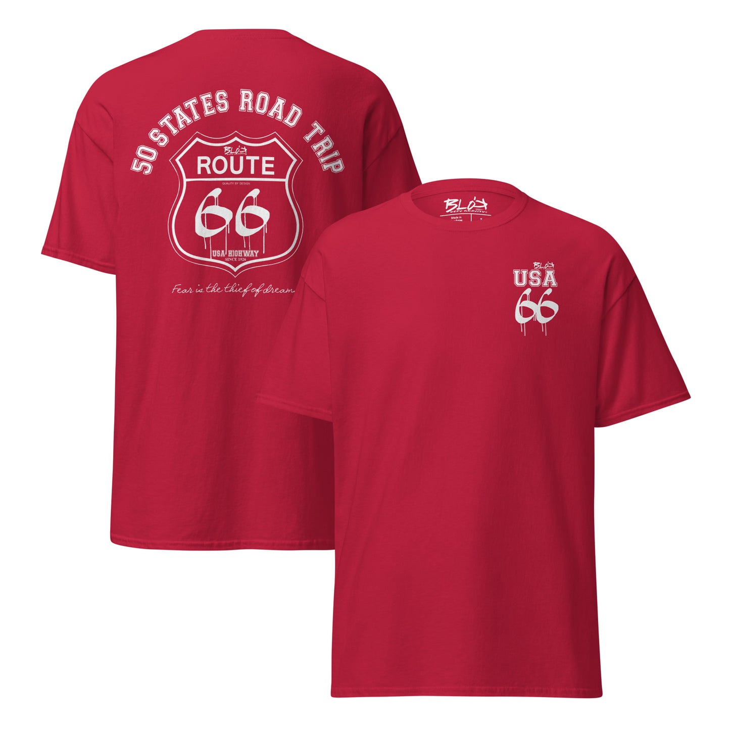 Route 66 Road Trip - Front & Back Print in White - Men's Loose Fit