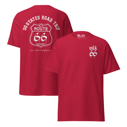 Route 66 Road Trip - Front & Back Print in White - Men's Loose Fit