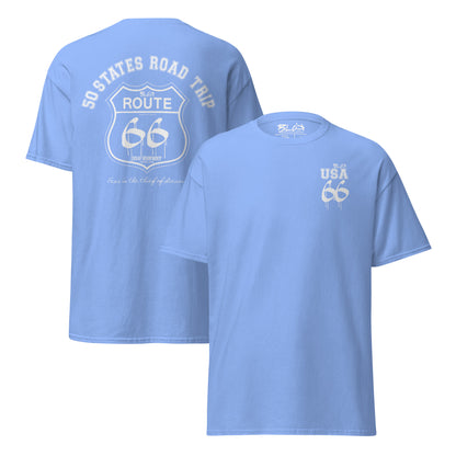 Route 66 Road Trip - Front & Back Print in White - Men's Loose Fit