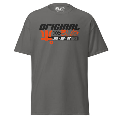 Land Sea Air - Front & Back Print with Orange & Black Logo - Men's Loose Fit
