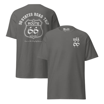 Route 66 Road Trip - Front & Back Print in White - Men's Loose Fit