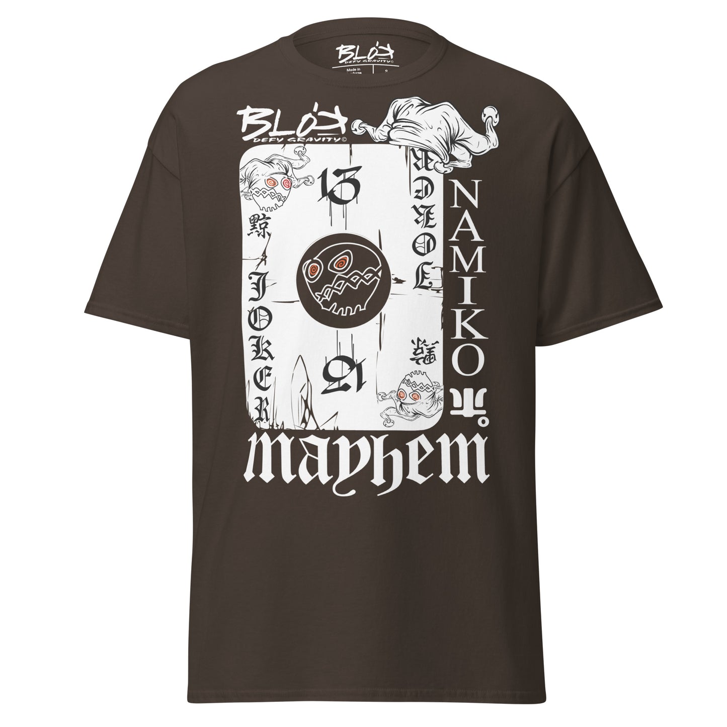 Poker Face - Front Print - in White - Men's Loose Fit Graphic T-Shirt