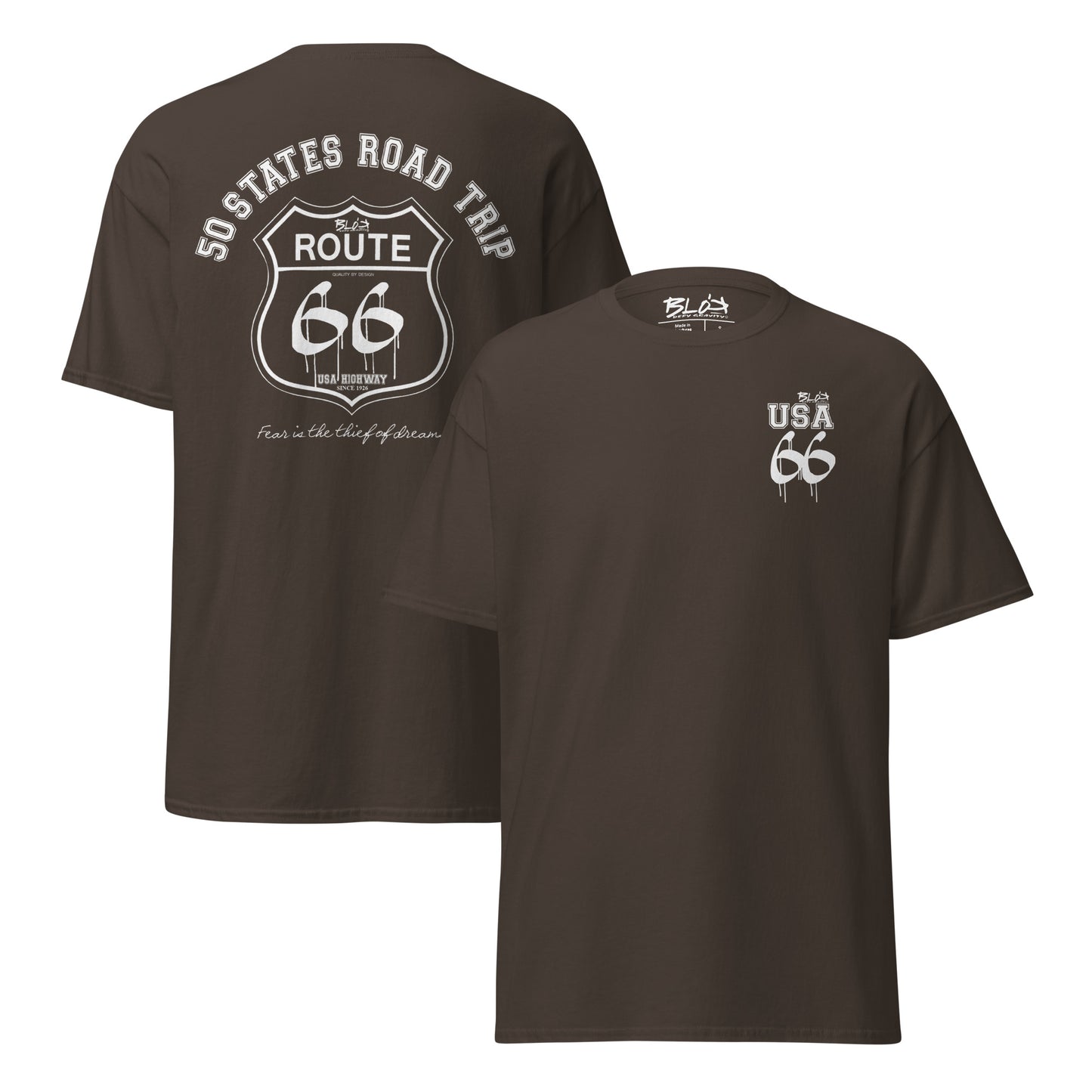 Route 66 Road Trip - Front & Back Print in White - Men's Loose Fit