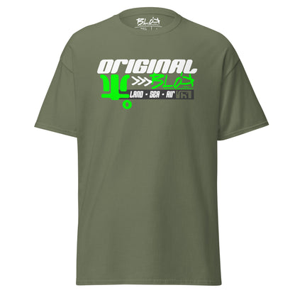 Land Sea Air - Front & Back Print with Green & White Logo - Men's Loose Fit
