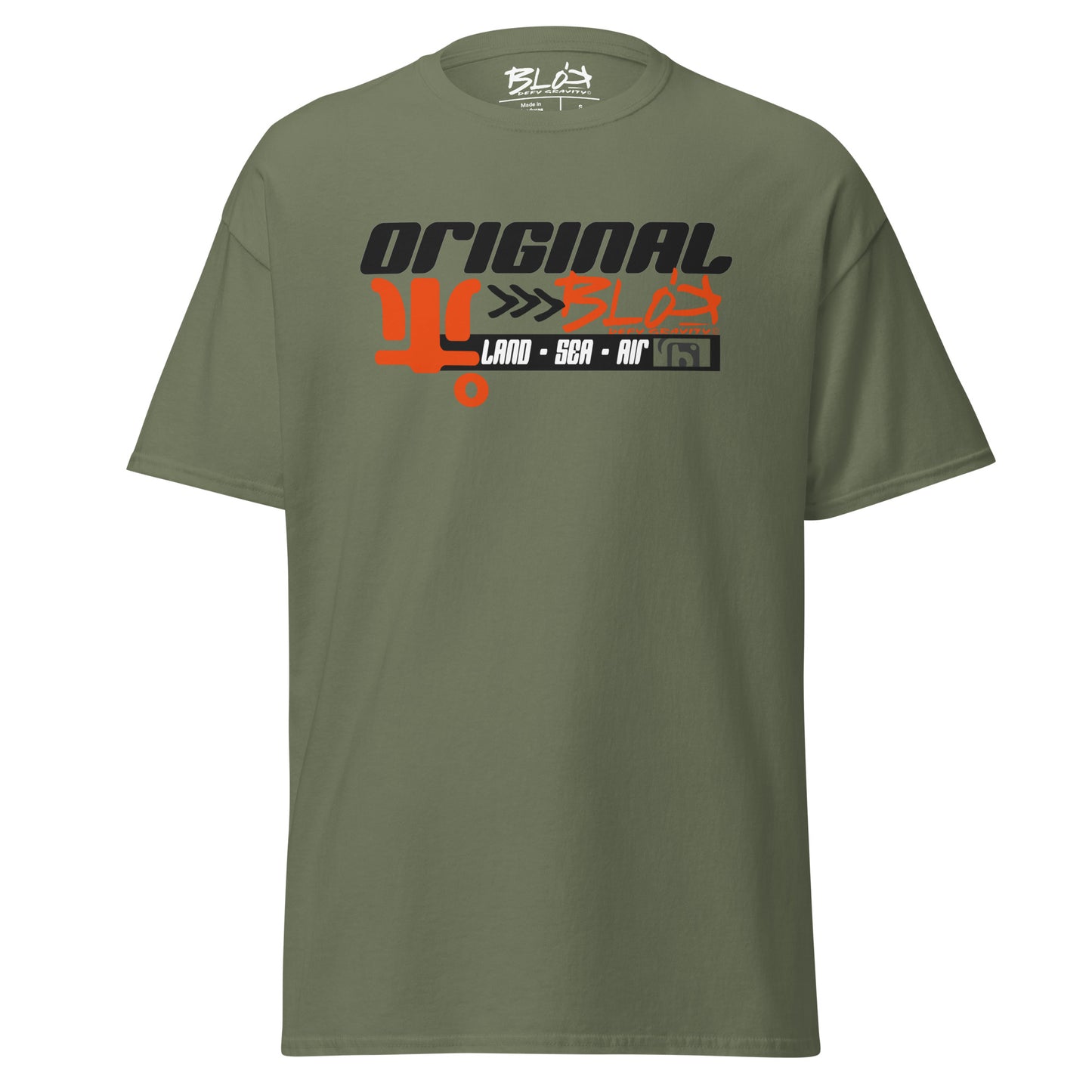 Land Sea Air - Front & Back Print with Orange & Black Logo - Men's Loose Fit