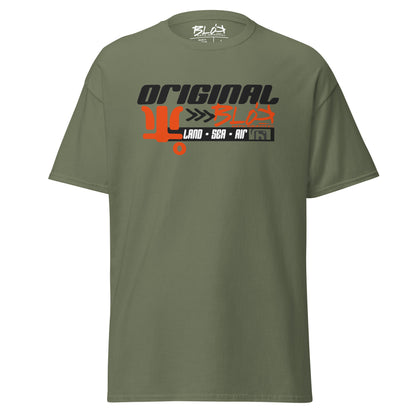 Land Sea Air - Front & Back Print with Orange & Black Logo - Men's Loose Fit