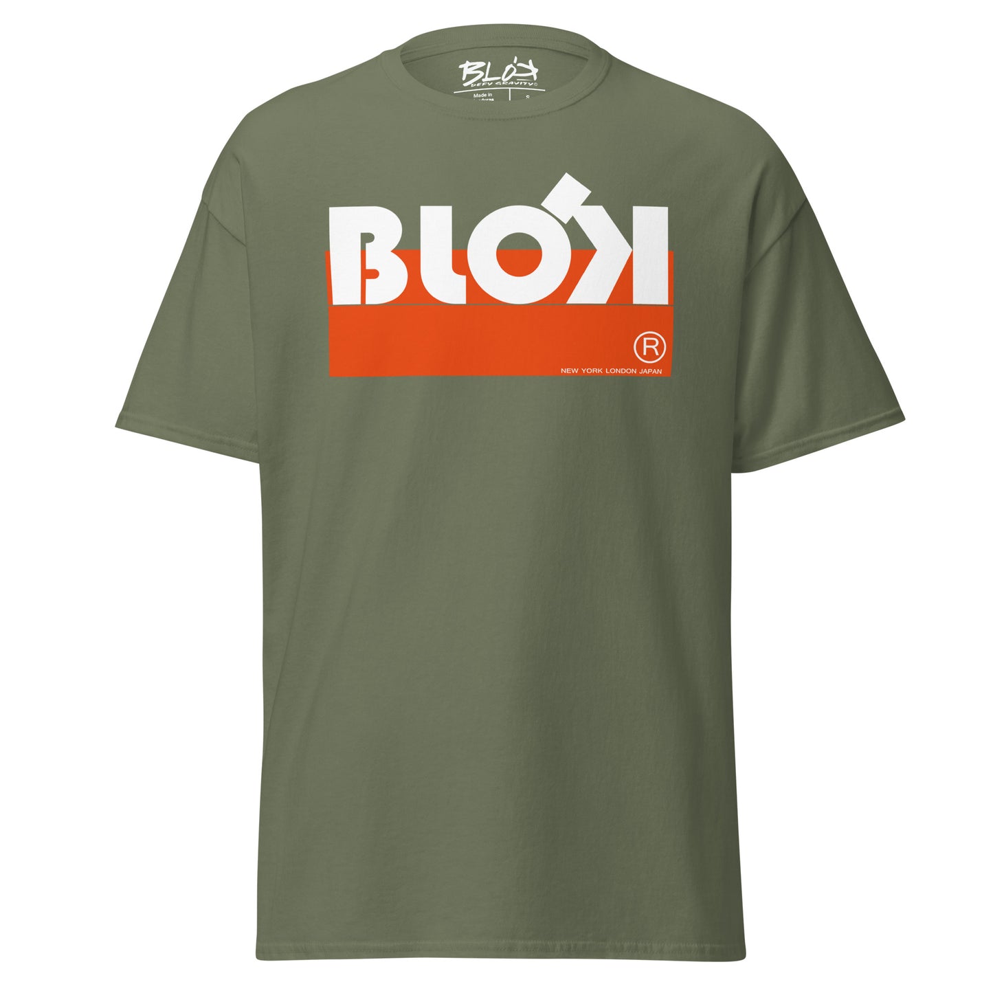 Blok stripe white - Front Print - in Orange - Men's Loose Fit