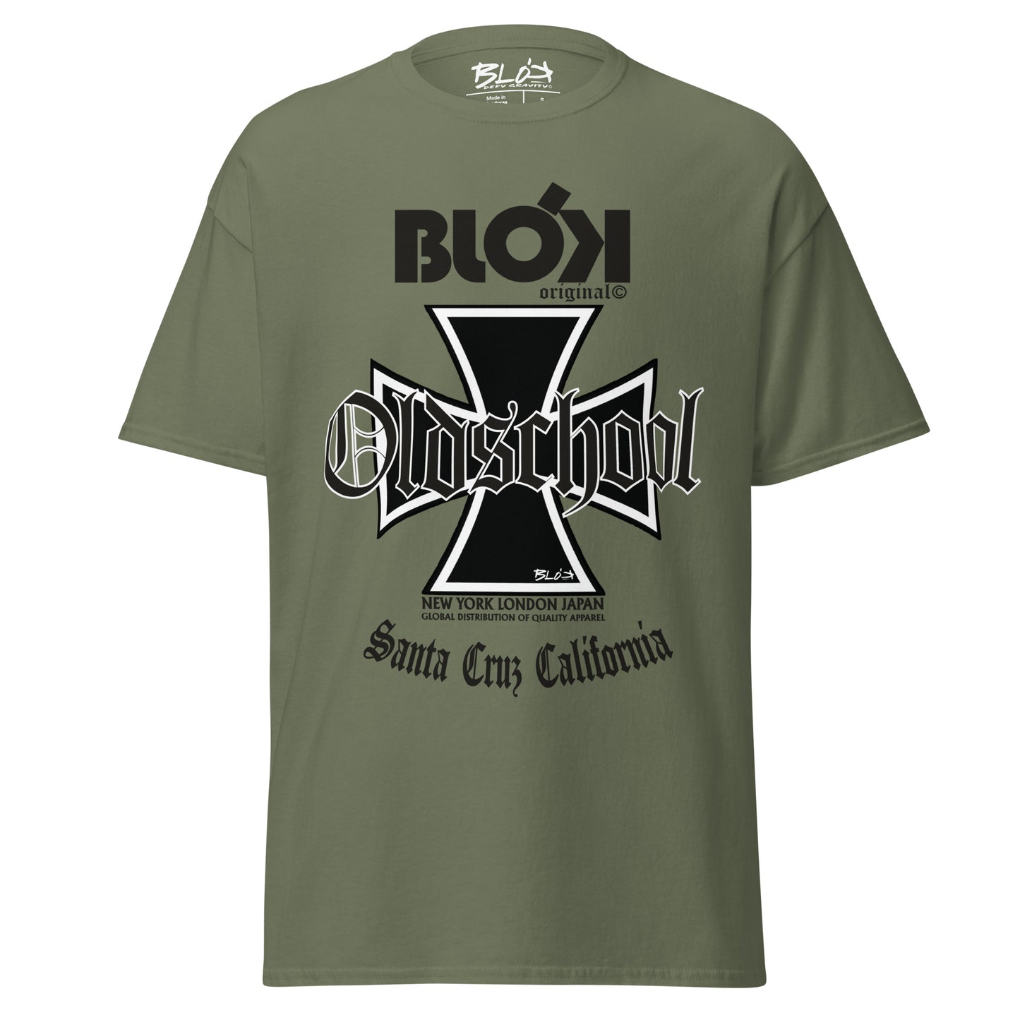 Old School Iron Cross - Front Print in Black - Men's Loose Fit