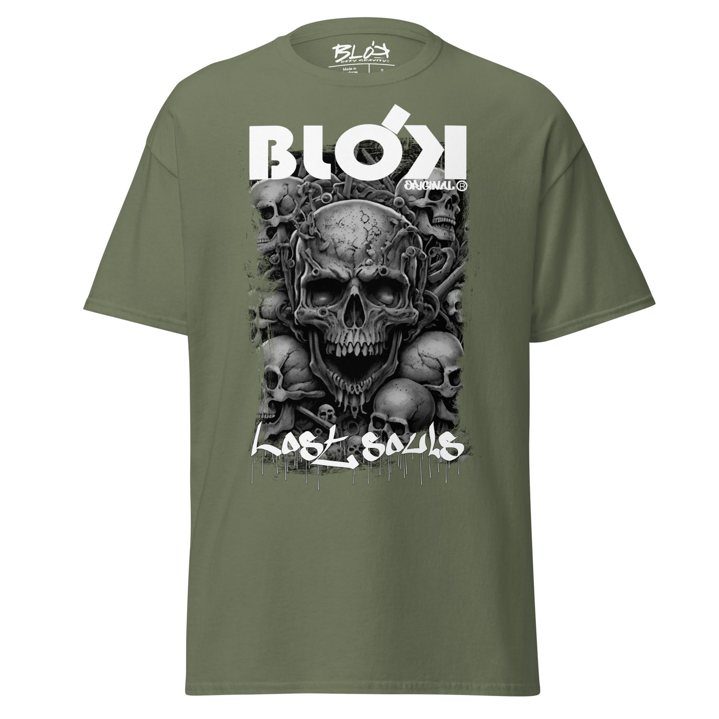 Lost Souls - Front & Back Print - in White & Grey - Men's Loose Fit