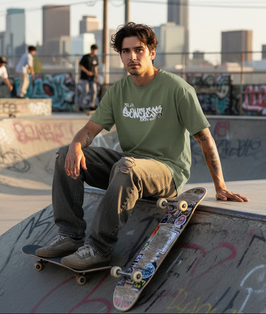 Boneless - Front & Back Print - with White Logo - Men's Loose Fit