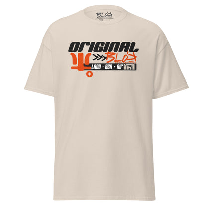 Land Sea Air - Front & Back Print with Orange & Black Logo - Men's Loose Fit