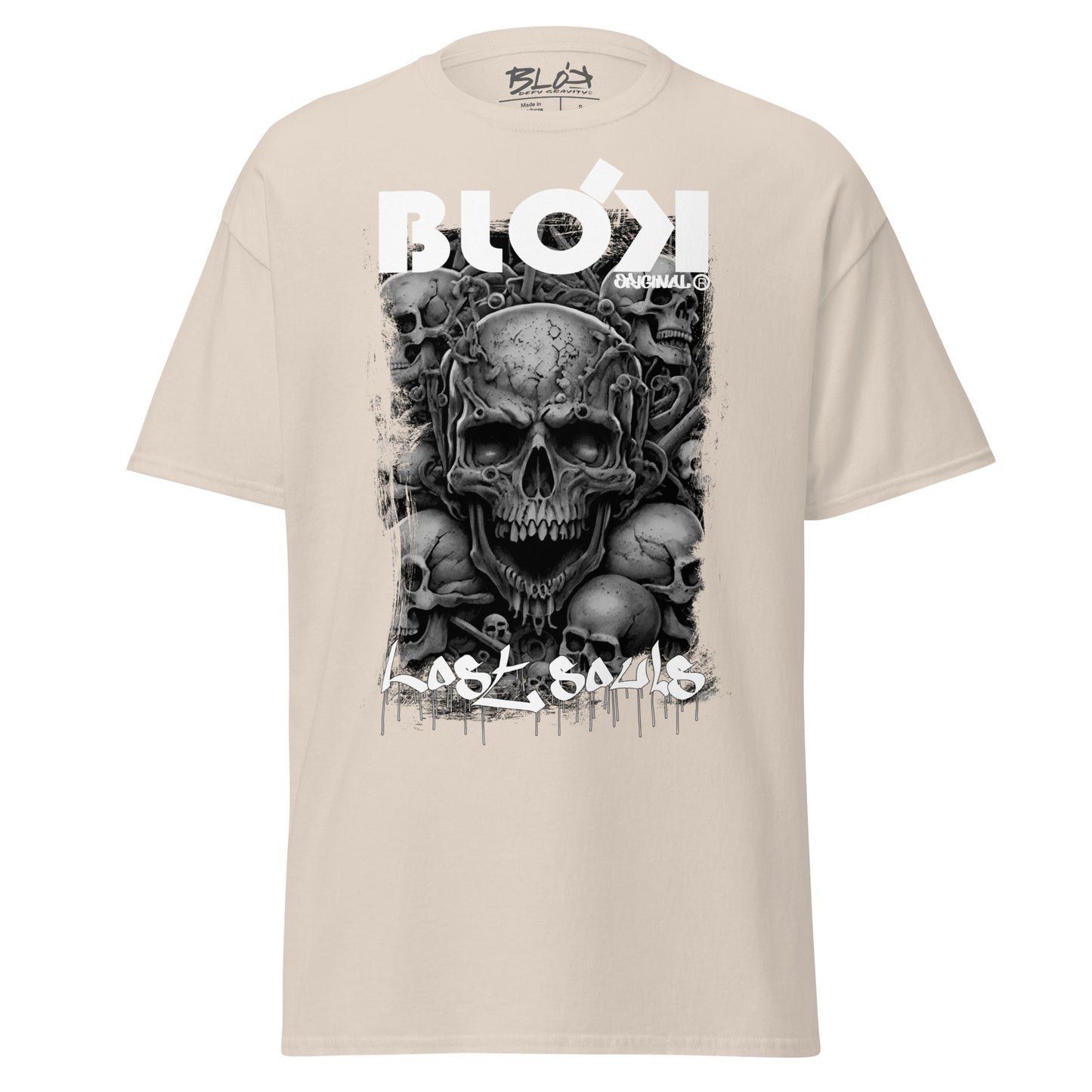 Lost Souls - Front & Back Print - in White & Grey - Men's Loose Fit