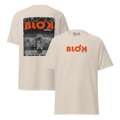 Blok Skateboard - Front & Back Print - with Orange Logo - Men's Loose Fit