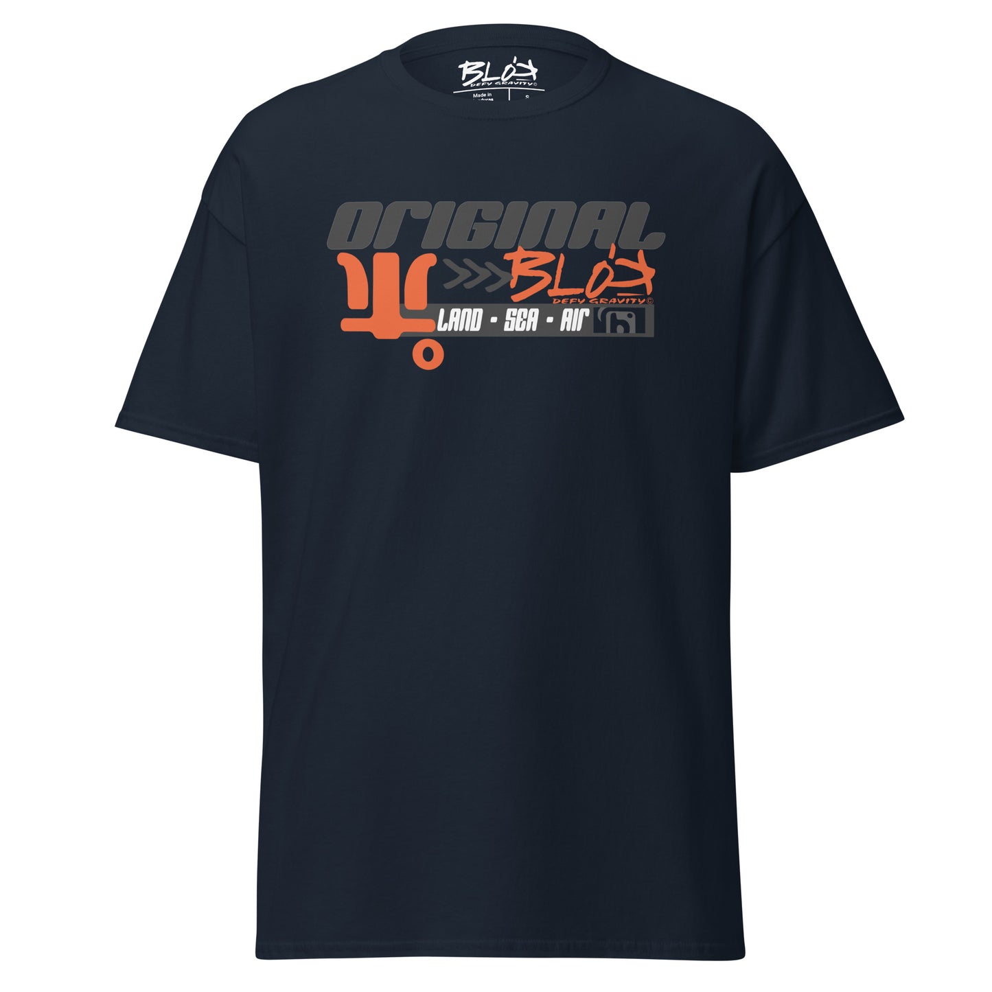 Land Sea Air - Front & Back Print with Orange & Black Logo - Men's Loose Fit
